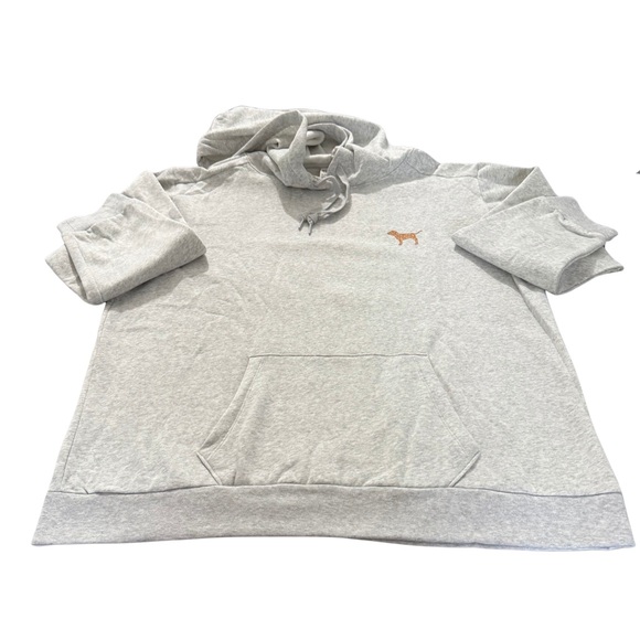Victoria’s Secret Pink Lounge Campus Pullover Hooded Sweatshirt Grey w/Dog Logo - Picture 8 of 11